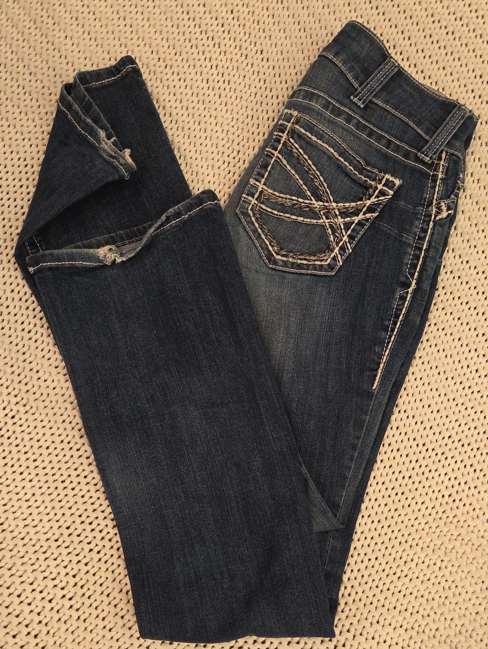 Ariat REAL Denim Jeans Womens 27 Regular 32  Dark Wash Bootcut Western